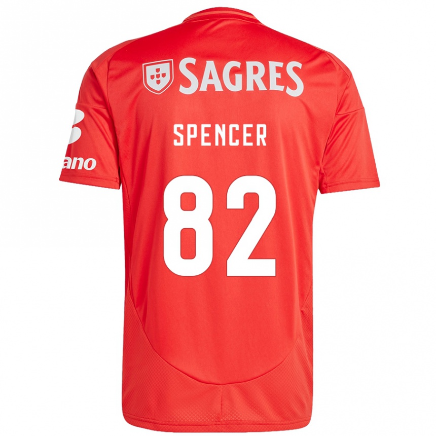 Hombre Fútbol Camiseta Diogo Spencer #82 Rojo Blanco 1ª Equipación 2024/25