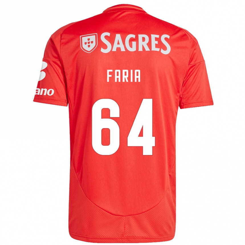 Hombre Fútbol Camiseta Hugo Faria #64 Rojo Blanco 1ª Equipación 2024/25