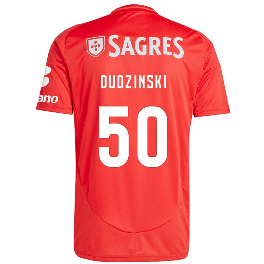 Hombre Fútbol Camiseta Marcel Dudzinski #50 Rojo Blanco 1ª Equipación 2024/25