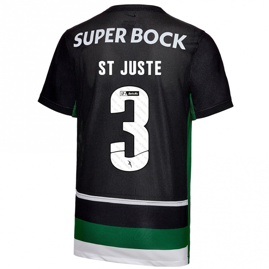 Hombre Fútbol Camiseta Jerry St. Juste #3 Negro Blanco Verde 1ª Equipación 2024/25