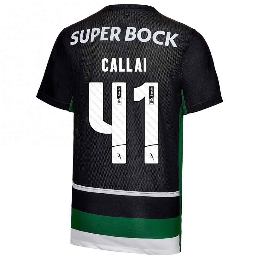 Hombre Fútbol Camiseta Diego Callai #41 Negro Blanco Verde 1ª Equipación 2024/25