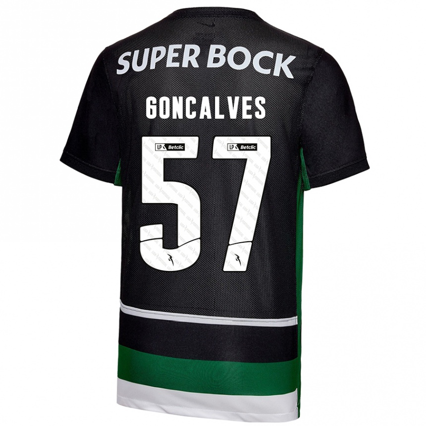 Hombre Fútbol Camiseta Inês Gonçalves #57 Negro Blanco Verde 1ª Equipación 2024/25