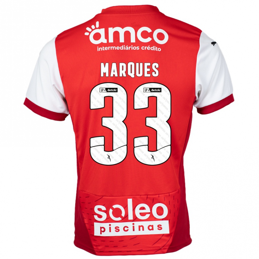 Hombre Fútbol Camiseta João Marques #33 Rojo Blanco 1ª Equipación 2024/25