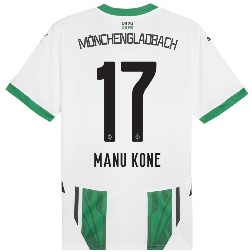 Hombre Fútbol Camiseta Manu Koné #17 Blanco Verde 1ª Equipación 2024/25