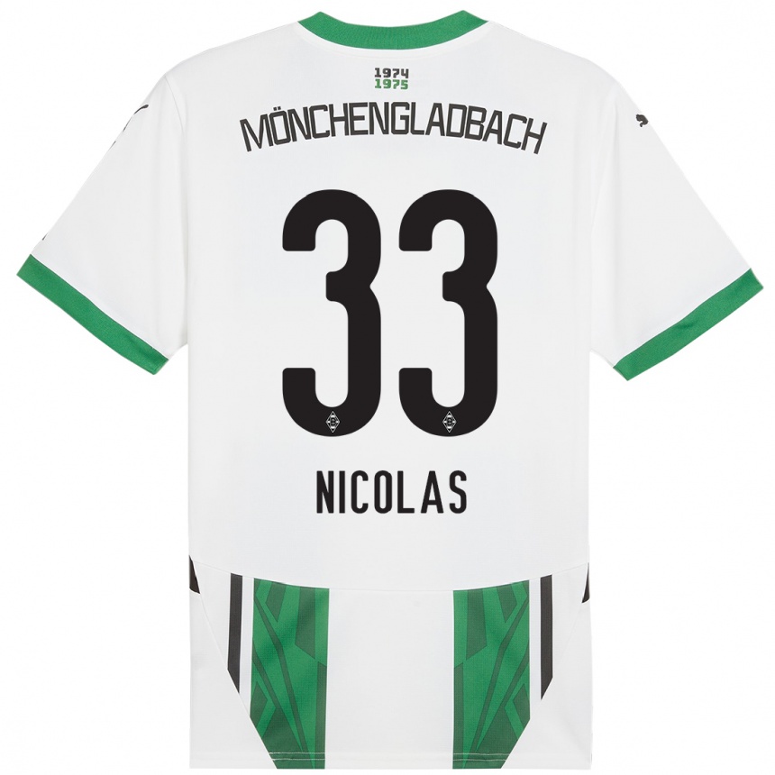 Hombre Fútbol Camiseta Moritz Nicolas #33 Blanco Verde 1ª Equipación 2024/25