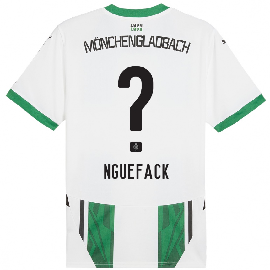 Hombre Fútbol Camiseta Mathieu Nguefack #0 Blanco Verde 1ª Equipación 2024/25