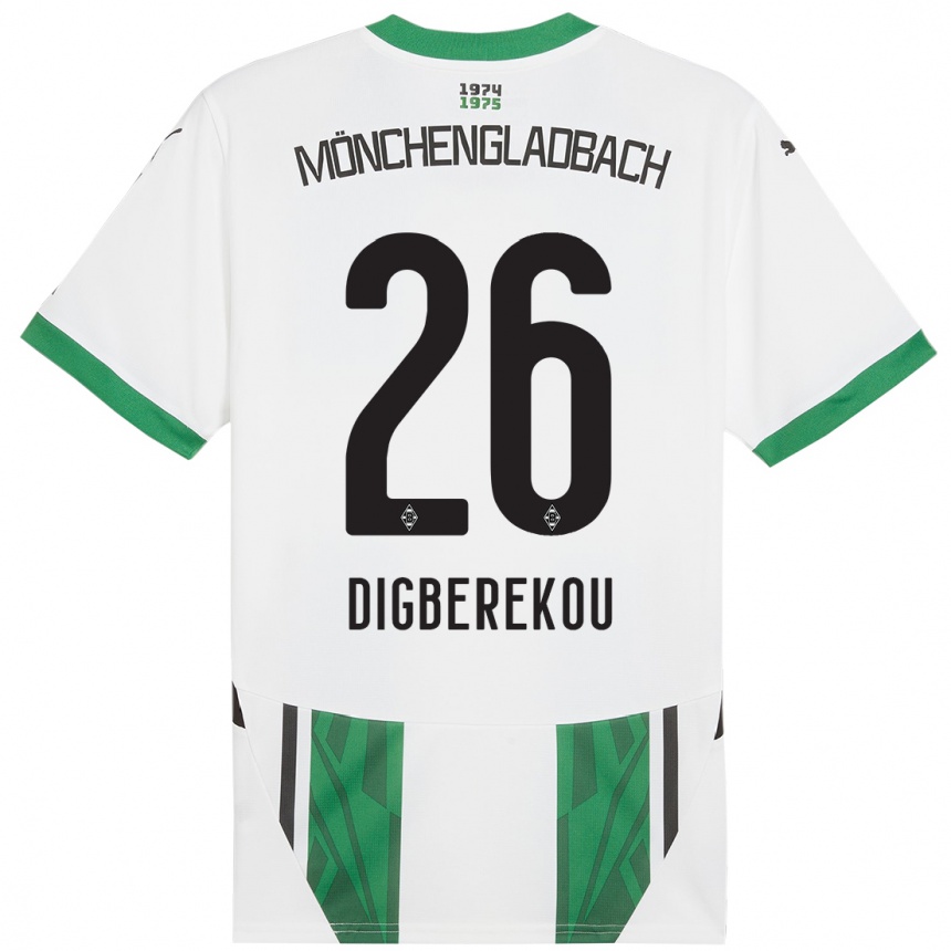 Hombre Fútbol Camiseta Ibrahim Digberekou #26 Blanco Verde 1ª Equipación 2024/25