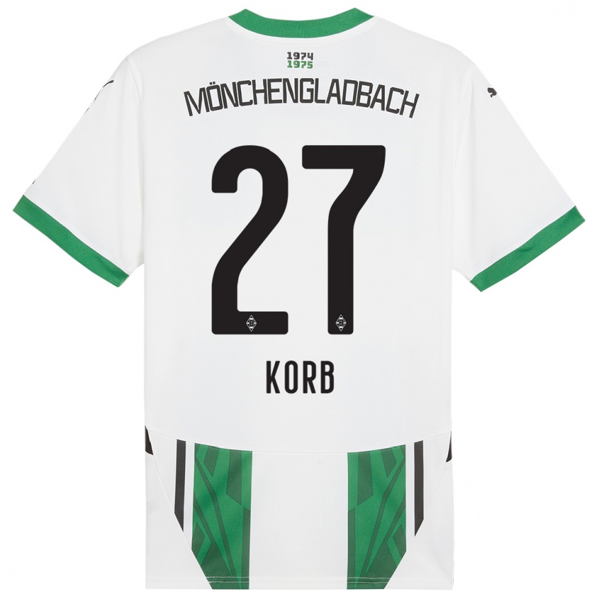 Hombre Fútbol Camiseta Julian Korb #27 Blanco Verde 1ª Equipación 2024/25