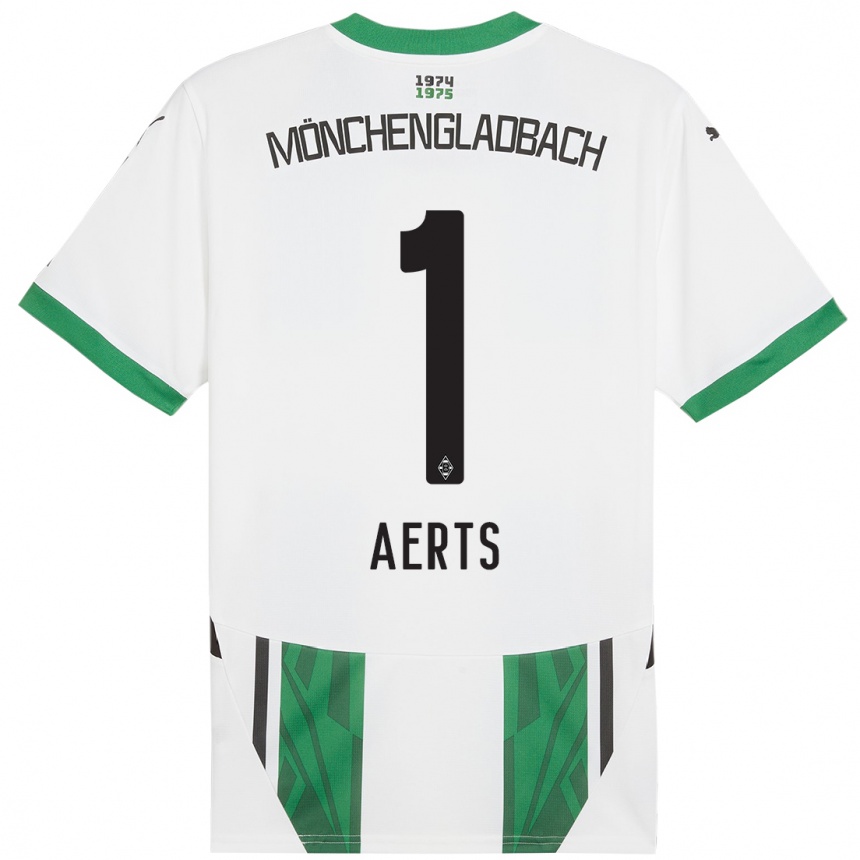 Hombre Fútbol Camiseta Liv Aerts #1 Blanco Verde 1ª Equipación 2024/25