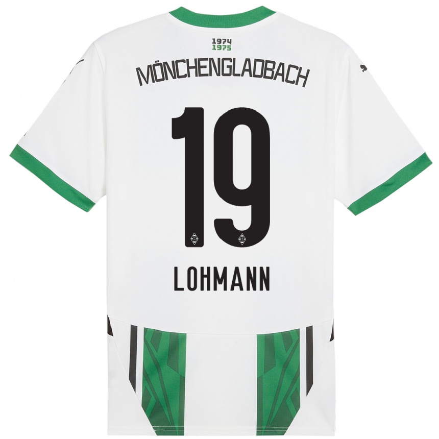 Hombre Fútbol Camiseta Mona Lohmann #19 Blanco Verde 1ª Equipación 2024/25