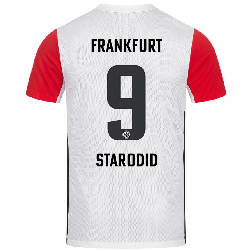 Hombre Fútbol Camiseta Daniel Starodid #9 Blanco Rojo 1ª Equipación 2024/25