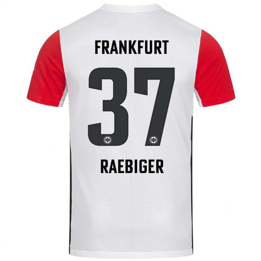 Hombre Fútbol Camiseta Sidney Raebiger #37 Blanco Rojo 1ª Equipación 2024/25