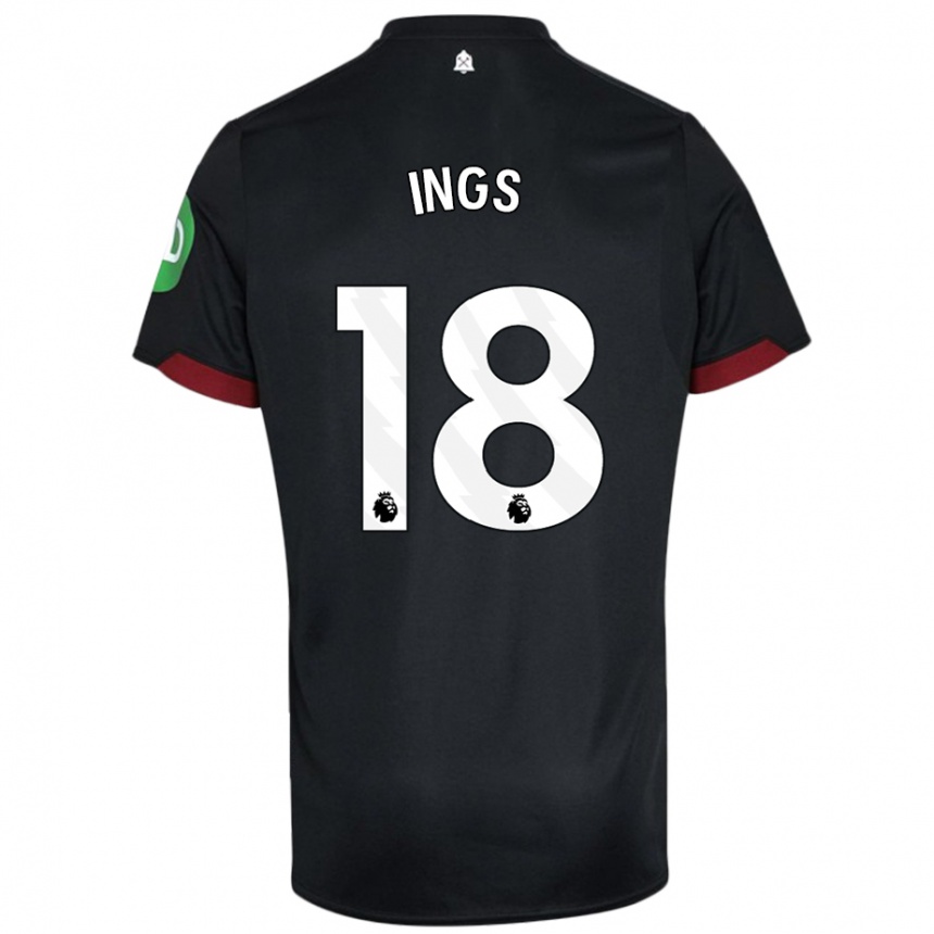 Hombre Fútbol Camiseta Danny Ings #18 Negro Blanco 2ª Equipación 2024/25