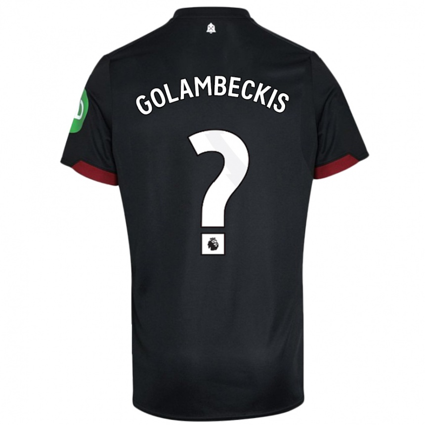 Hombre Fútbol Camiseta Airidas Golambeckis #0 Negro Blanco 2ª Equipación 2024/25