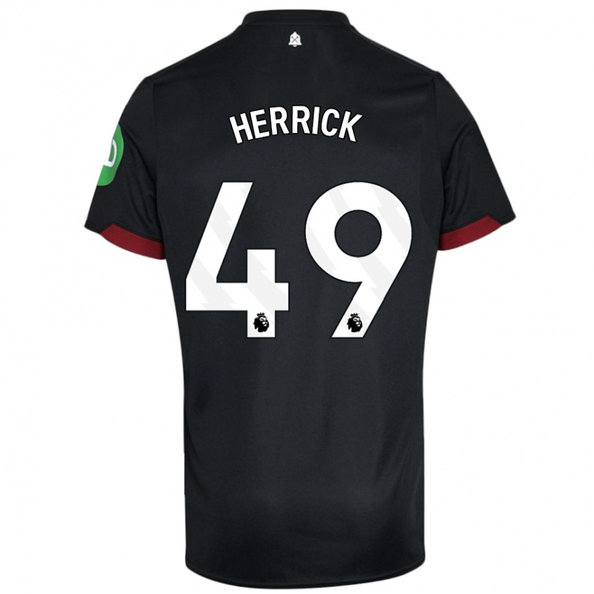 Hombre Fútbol Camiseta Finlay Herrick #49 Negro Blanco 2ª Equipación 2024/25