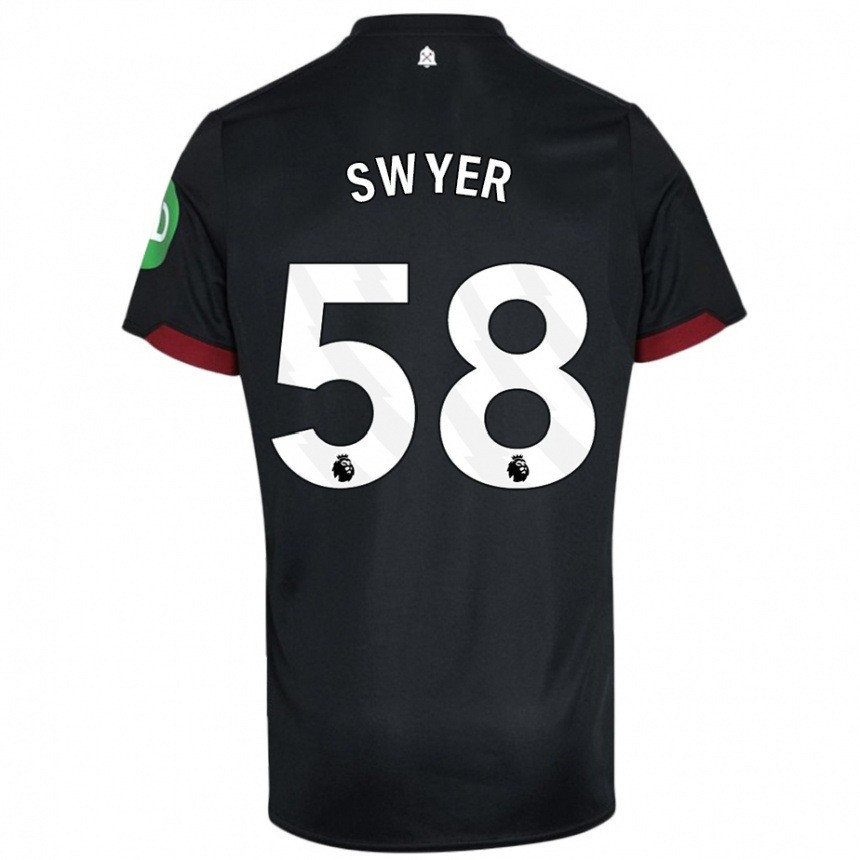 Hombre Fútbol Camiseta Kamarai Swyer #58 Negro Blanco 2ª Equipación 2024/25