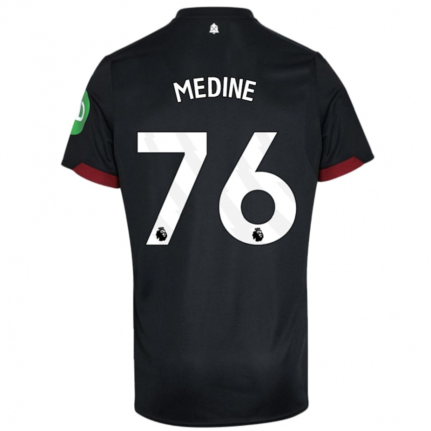 Hombre Fútbol Camiseta Jethro Medine #76 Negro Blanco 2ª Equipación 2024/25