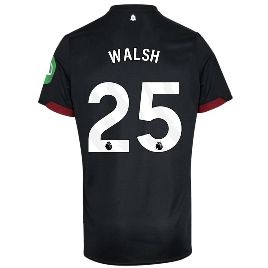 Hombre Fútbol Camiseta Megan Walsh #25 Negro Blanco 2ª Equipación 2024/25