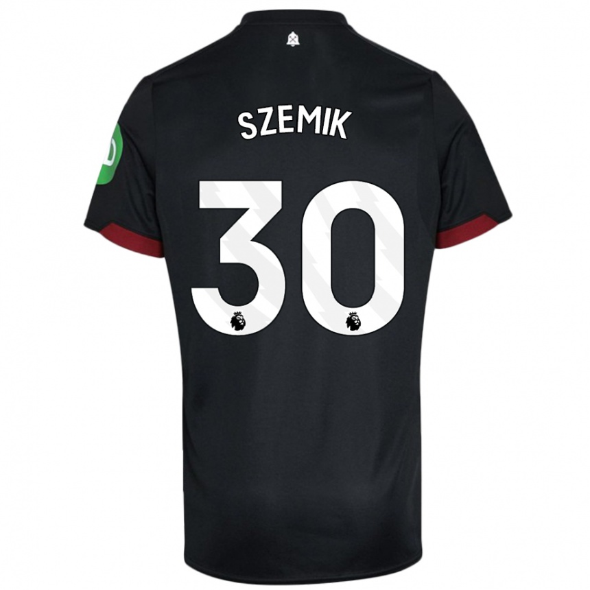 Hombre Fútbol Camiseta Kinga Szemik #30 Negro Blanco 2ª Equipación 2024/25