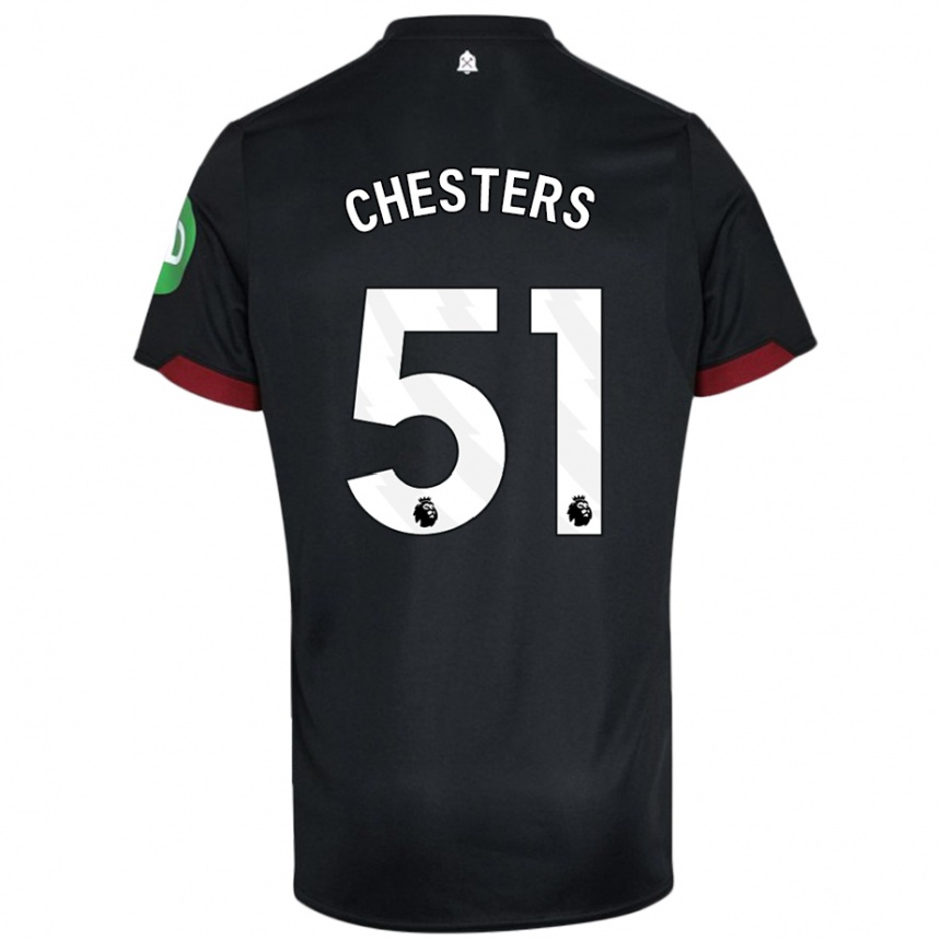 Hombre Fútbol Camiseta Dan Chesters #51 Negro Blanco 2ª Equipación 2024/25