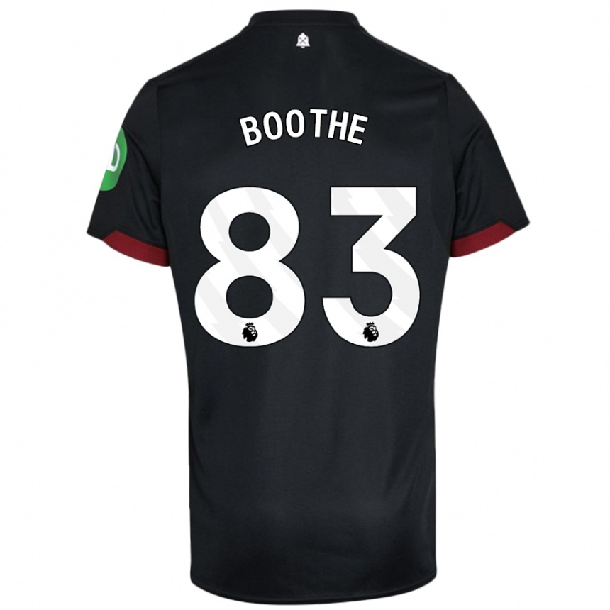 Hombre Fútbol Camiseta Sebastian Boothe #83 Negro Blanco 2ª Equipación 2024/25