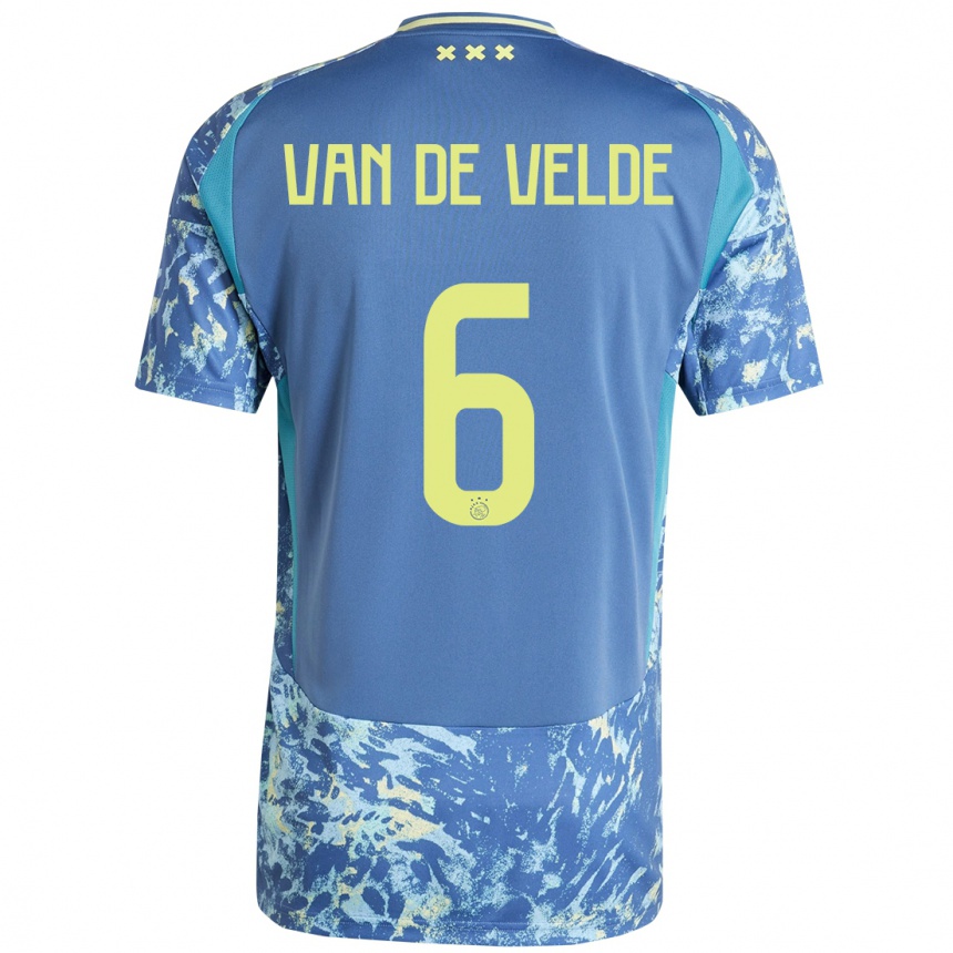 Hombre Fútbol Camiseta Jonna Van De Velde #6 Gris Azul Amarillo 2ª Equipación 2024/25