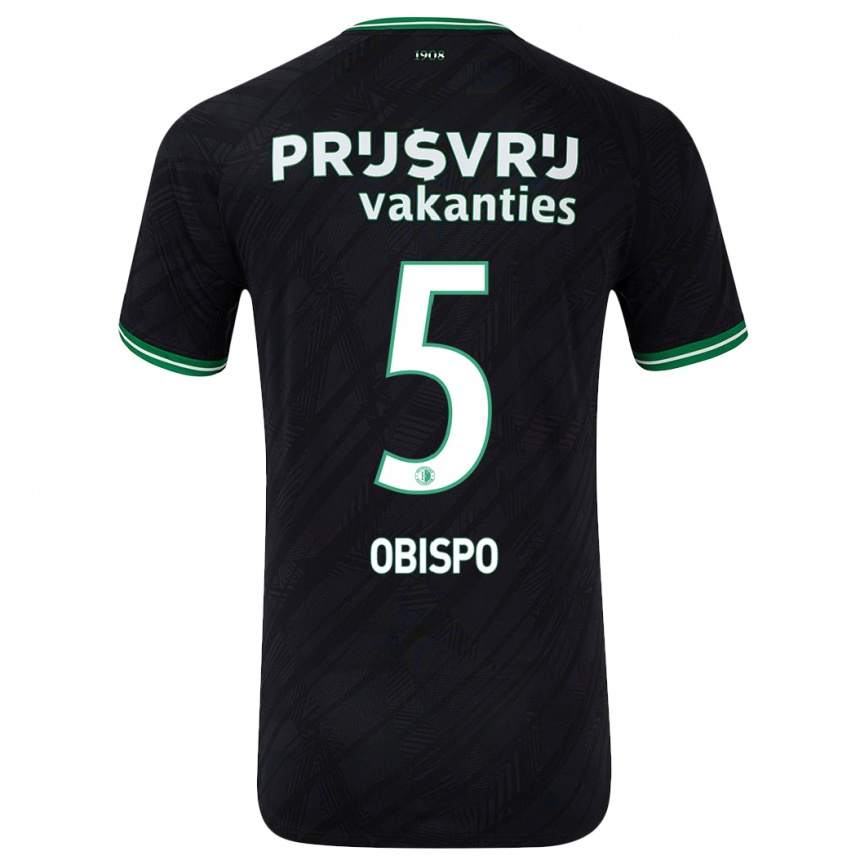 Hombre Fútbol Camiseta Celainy Obispo #5 Negro Verde 2ª Equipación 2024/25