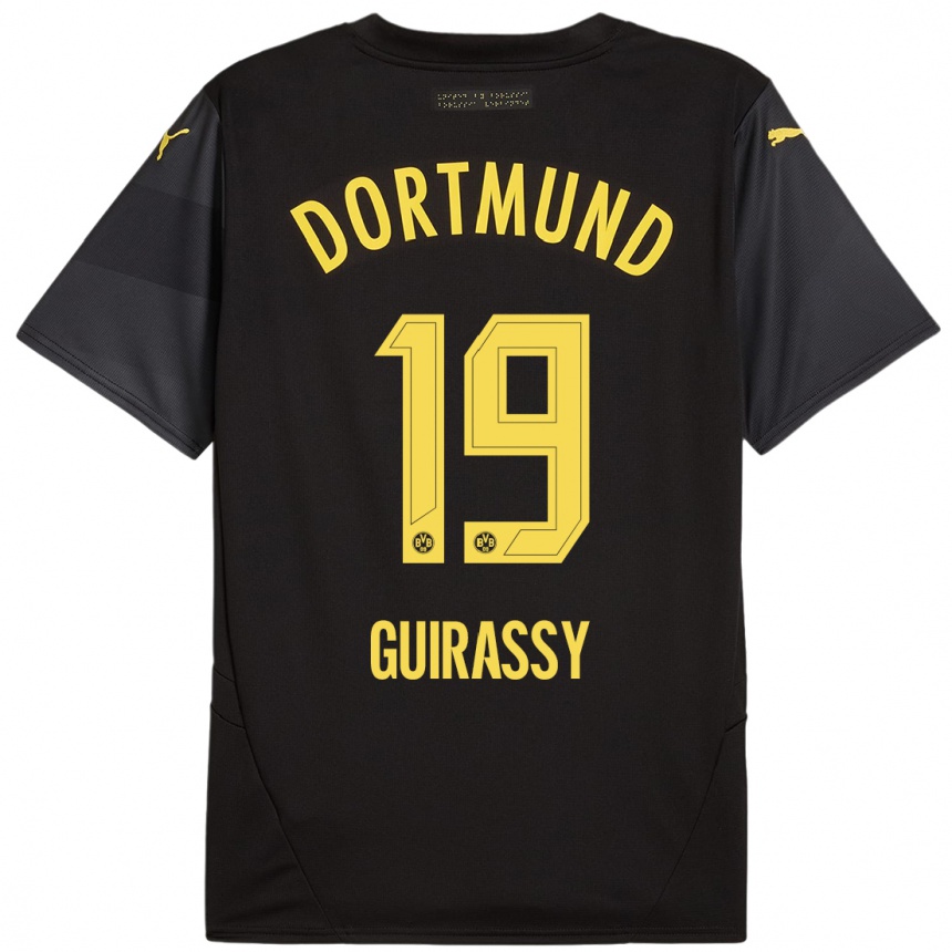 Hombre Fútbol Camiseta Serhou Guirassy #19 Negro Amarillo 2ª Equipación 2024/25