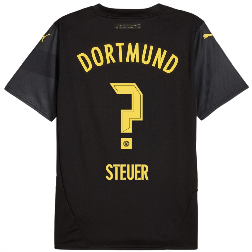 Hombre Fútbol Camiseta Etienne Steuer #0 Negro Amarillo 2ª Equipación 2024/25