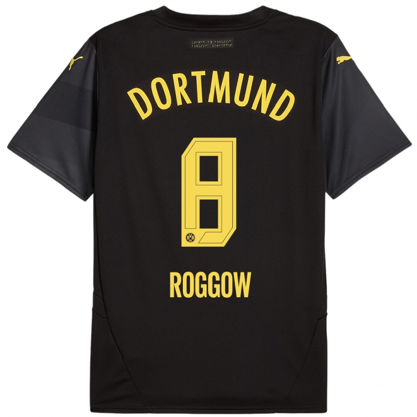 Hombre Fútbol Camiseta Franz Roggow #8 Negro Amarillo 2ª Equipación 2024/25