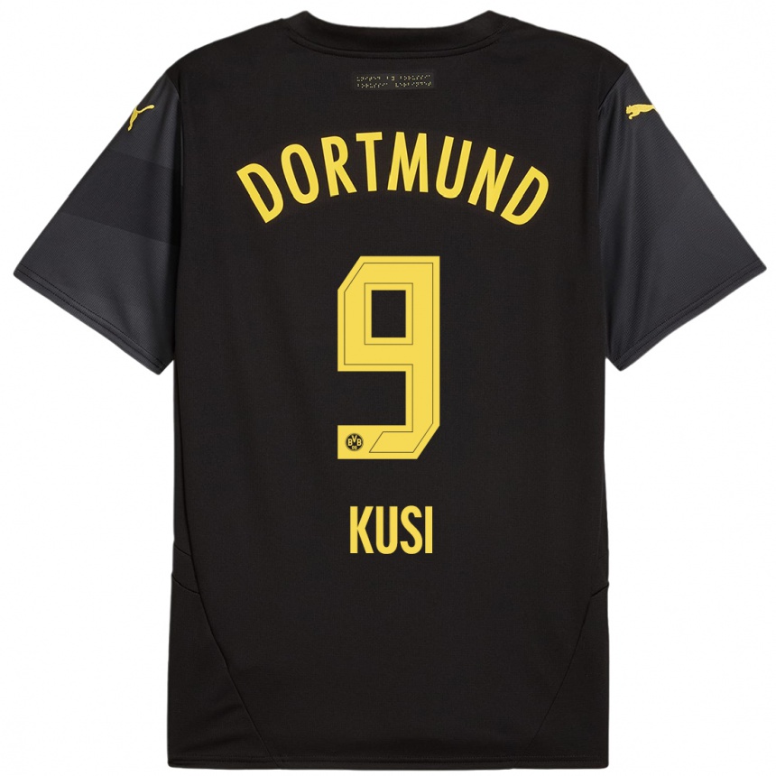 Hombre Fútbol Camiseta Jemain Kusi #9 Negro Amarillo 2ª Equipación 2024/25