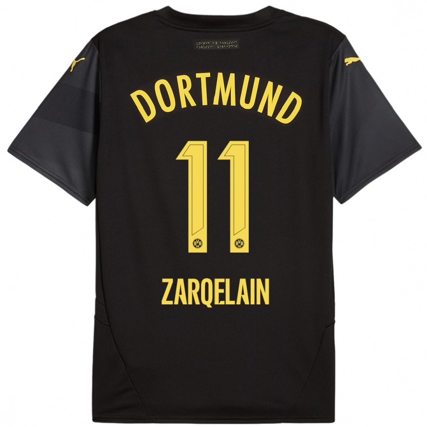 Hombre Fútbol Camiseta Fadi Zarqelain #11 Negro Amarillo 2ª Equipación 2024/25