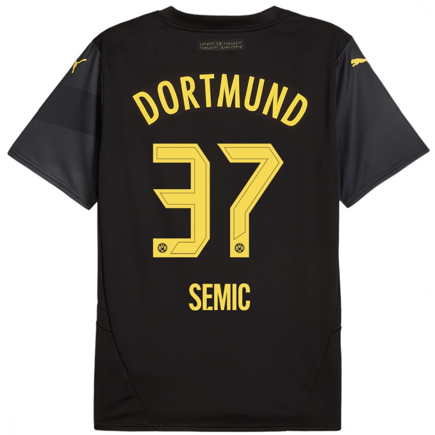 Hombre Fútbol Camiseta Lion Semic #37 Negro Amarillo 2ª Equipación 2024/25