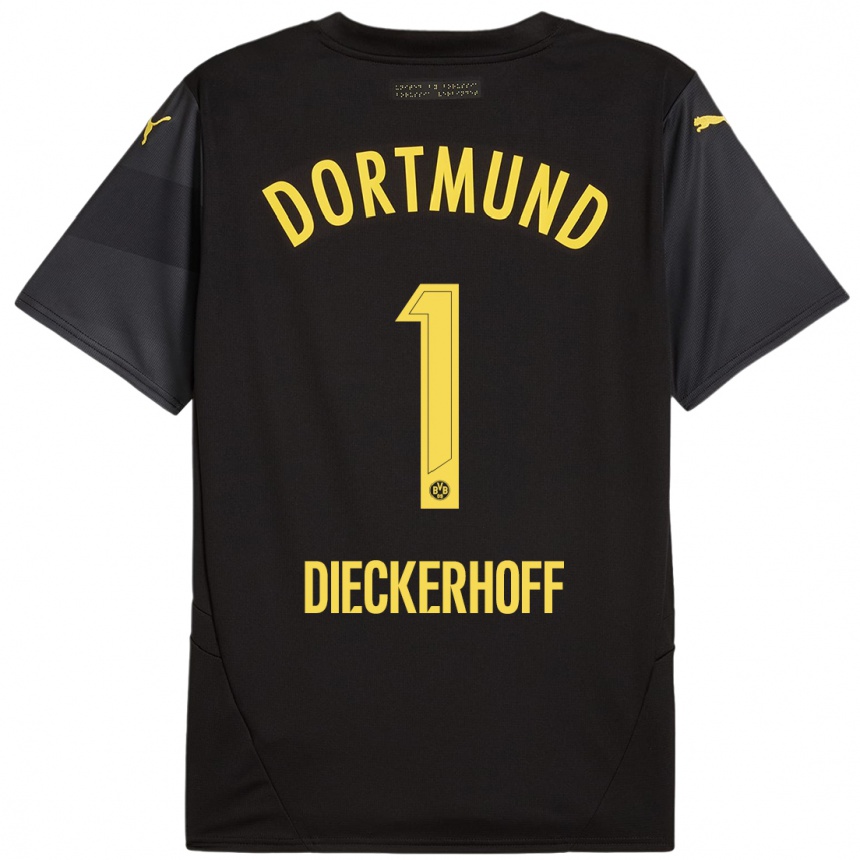 Hombre Fútbol Camiseta Max Dieckerhoff #1 Negro Amarillo 2ª Equipación 2024/25