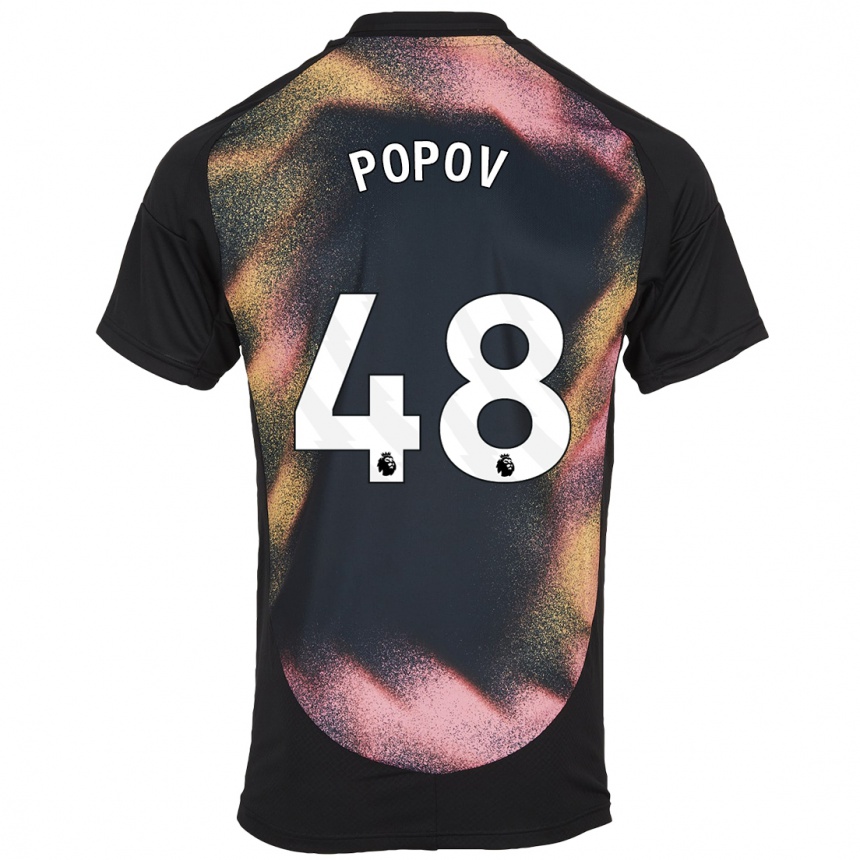 Hombre Fútbol Camiseta Chris Popov #48 Negro Blanco 2ª Equipación 2024/25