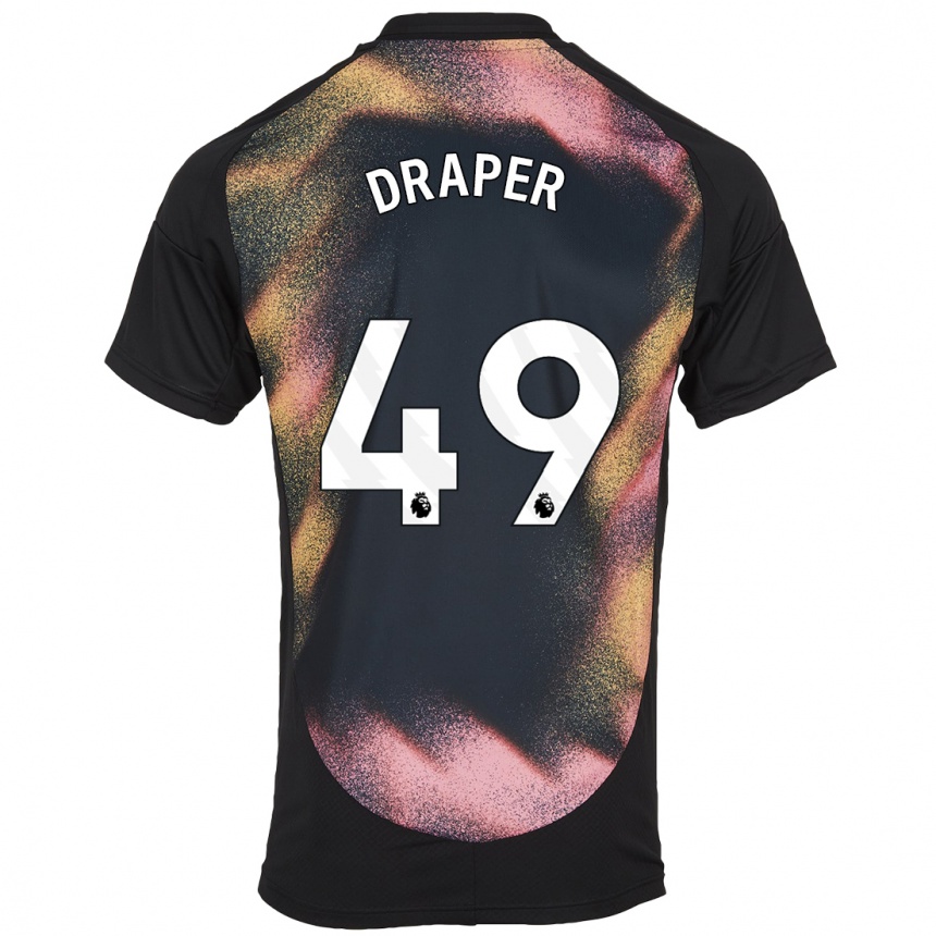 Hombre Fútbol Camiseta Denny Draper #49 Negro Blanco 2ª Equipación 2024/25