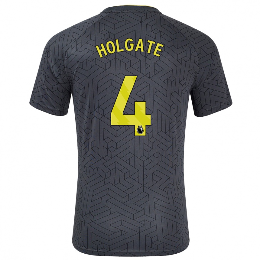 Hombre Fútbol Camiseta Mason Holgate #4 Negro Amarillo 2ª Equipación 2024/25