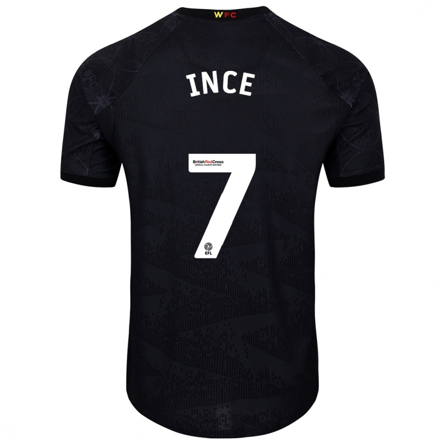 Hombre Fútbol Camiseta Tom Ince #7 Negro Blanco 2ª Equipación 2024/25