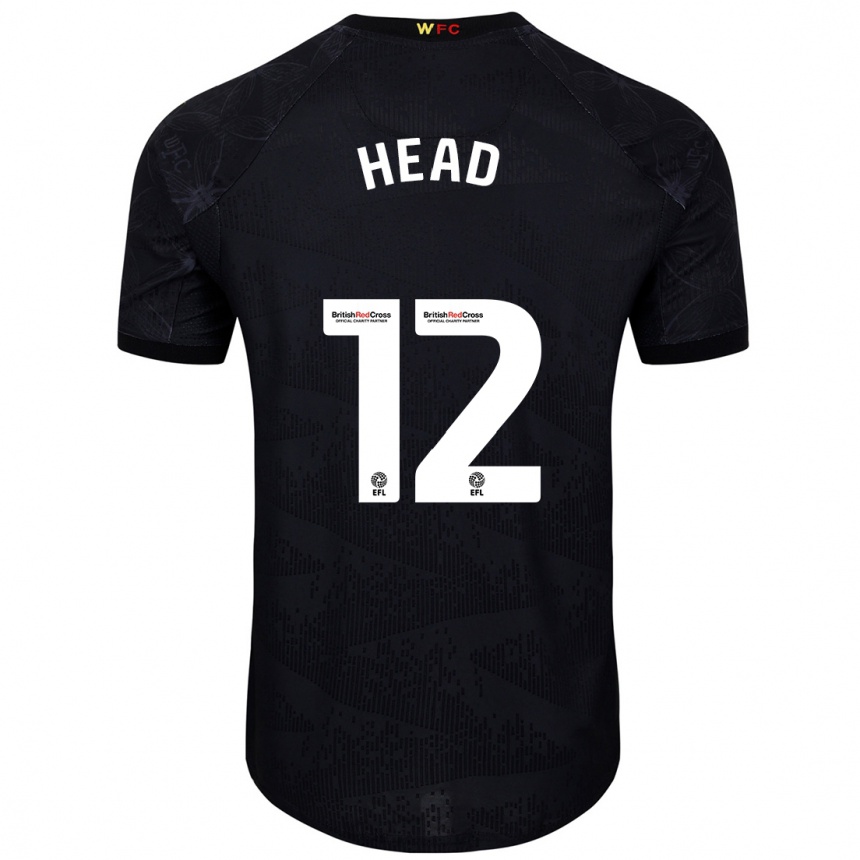 Hombre Fútbol Camiseta Ellie Head #12 Negro Blanco 2ª Equipación 2024/25