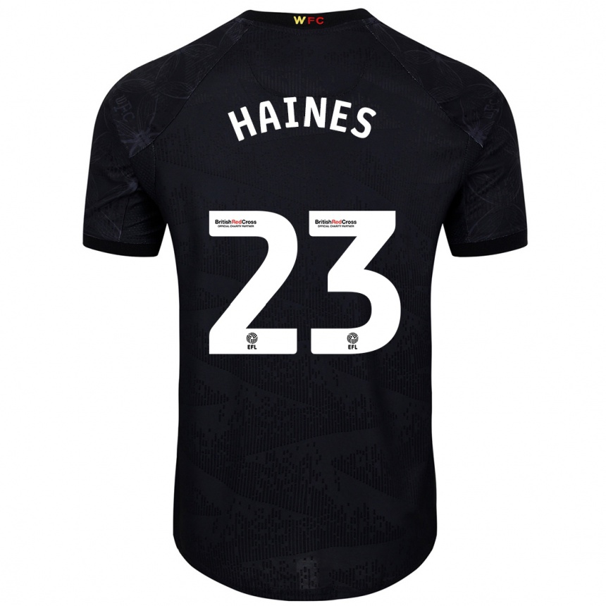 Hombre Fútbol Camiseta Coral-Jade Haines #23 Negro Blanco 2ª Equipación 2024/25