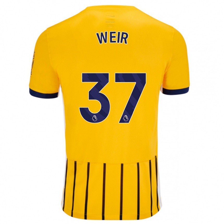 Hombre Fútbol Camiseta Jensen Weir #37 Dorado Azul Rayas 2ª Equipación 2024/25