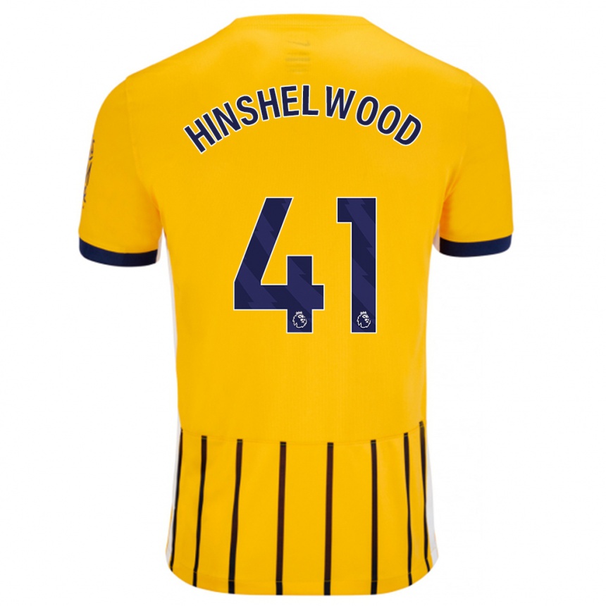 Hombre Fútbol Camiseta Jack Hinshelwood #41 Dorado Azul Rayas 2ª Equipación 2024/25