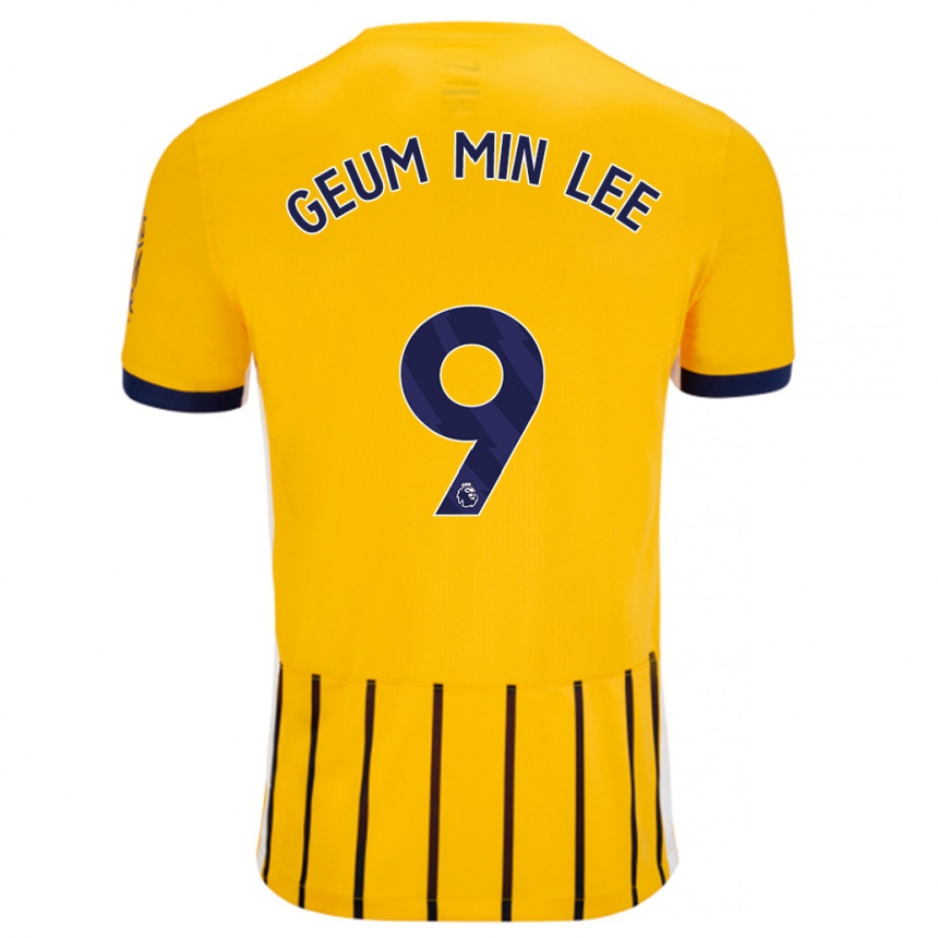 Hombre Fútbol Camiseta Lee Geum-Min #9 Dorado Azul Rayas 2ª Equipación 2024/25