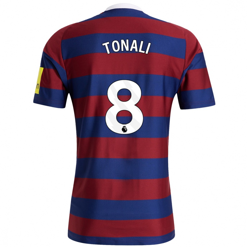 Hombre Fútbol Camiseta Sandro Tonali #8 Burdeos Azul Marino 2ª Equipación 2024/25