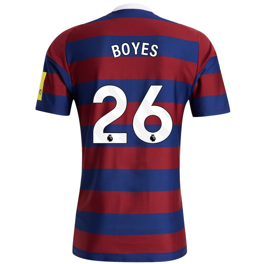 Hombre Fútbol Camiseta Grace Boyes #26 Burdeos Azul Marino 2ª Equipación 2024/25