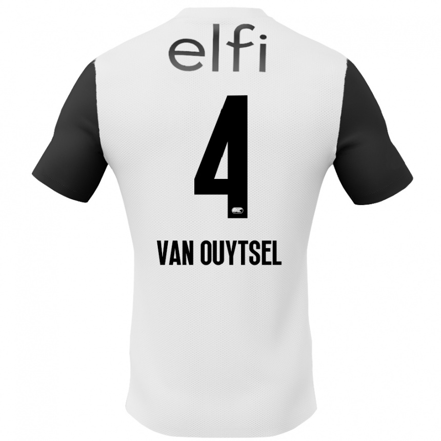 Hombre Fútbol Camiseta Kevin Van Ouytsel #4 Blanco Negro 2ª Equipación 2024/25