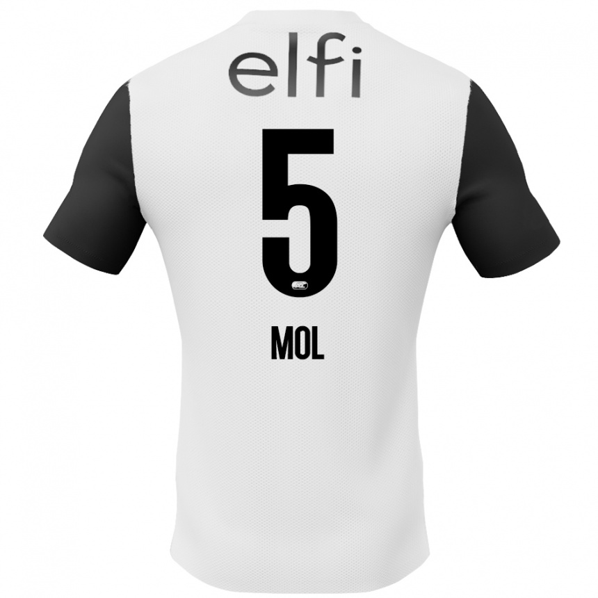 Hombre Fútbol Camiseta Camie Mol #5 Blanco Negro 2ª Equipación 2024/25