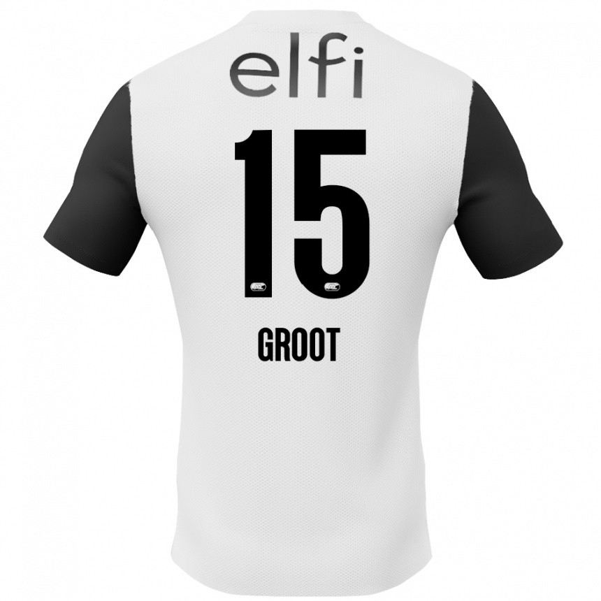 Hombre Fútbol Camiseta Pleun Groot #15 Blanco Negro 2ª Equipación 2024/25