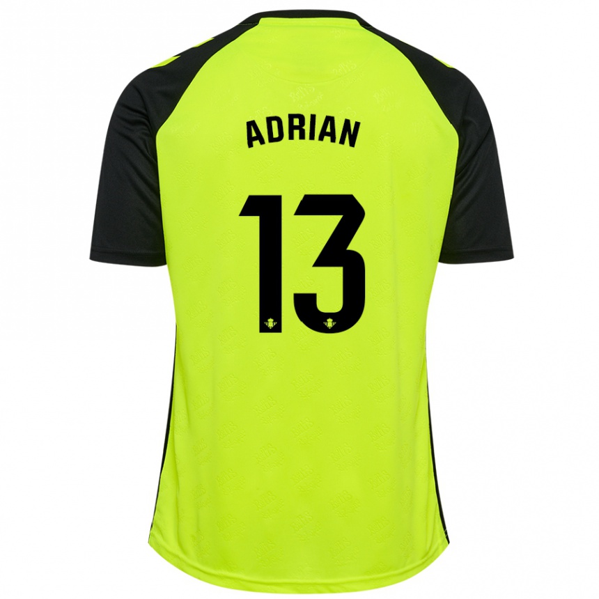 Hombre Fútbol Camiseta Adrian #13 Amarillo Fluorescente Negro 2ª Equipación 2024/25