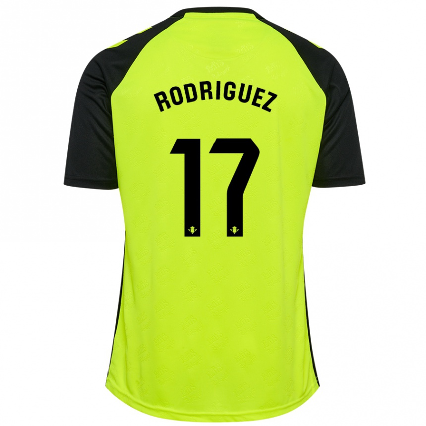 Hombre Fútbol Camiseta Jesús Rodriguez #17 Amarillo Fluorescente Negro 2ª Equipación 2024/25